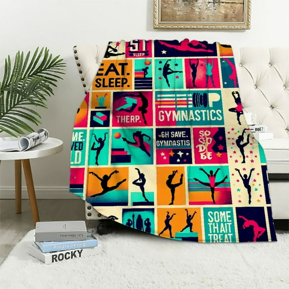 COMIO Gymnastics Lovers Blanket Gymnast Gifts for Teens Women Birthday Gifts for Gymnast Ultra Soft Flannel Warm Cozy Lightweight Throw Blankets for Home Bed Sofa