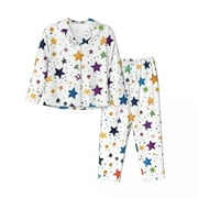 COMIO Halloween Party, Christmas Party, Star Women's Long Sleeve Pajama Set Black
