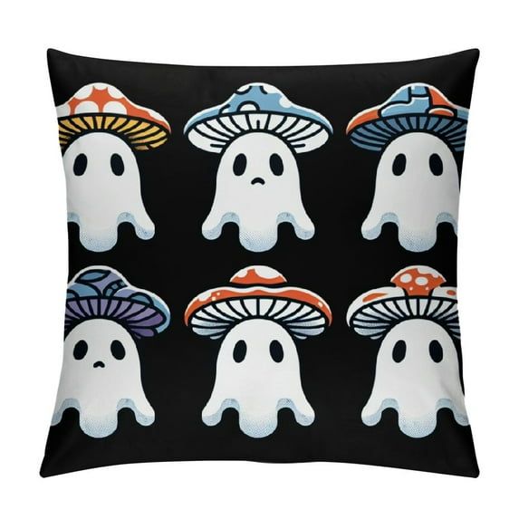 COMIO Halloween Pillow Covers Halloween Ghosts Mushroom Decor Pillowcase Black Holiday Farmhouse Throw Pillows Indoor Outdoor Couch Cushion Case for Home Sofa Decorations