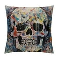 thumbnail image 1 of MLJA Halloween Skull Pillow Covers Colorful Graffiti Graffity Art Spray Style Decorative Square Accent Pillow Case, 1 of 5