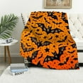 thumbnail image 1 of YANMS Halloween Throw Blanket: Soft Black Bats Silhouette on for Sofa Bed Couch Chair Dorm, 1 of 6