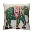 thumbnail image 1 of COMIO  Hand Made National Bohemian Housewarming Car Home Decoration Cushion Cover Pillowcase, Blue Elephant Design Textured Throw Pillow Cover, 1 of 5