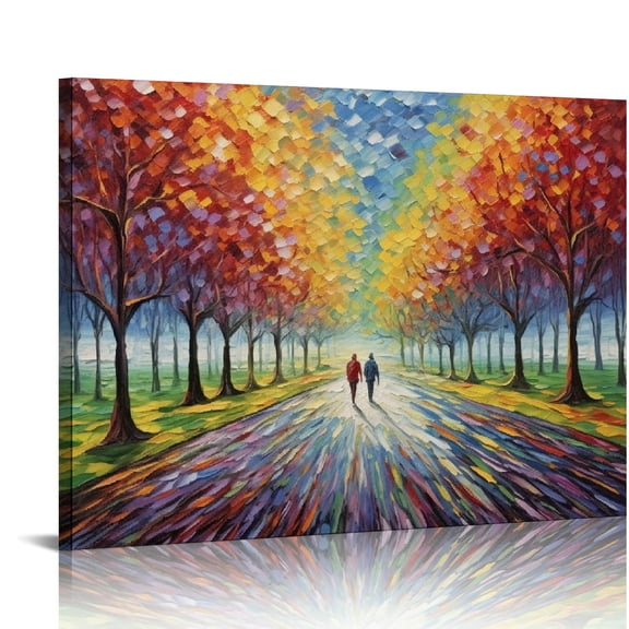 COMIO Hand Painted Landscape Oil Painting Wall Art 20x16in,Contemporary Abstract Textured Tree Wall Paintings for Wall Decorations