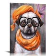 thumbnail image 1 of COMIO Hand Painted Oil Painting on Canvas wall art,American style Light luxury style Animal zodiac funny Big glasses Dog / colorful hotel mural Living room entrance hallway Restaurant cafe, 1 of 4