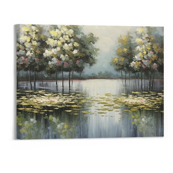 COMIO Handmade Tree Art 20x16 Inch Abstract Modern 3D Oil Painting On Canvas Framed Metal Artwork Landscape Gold Foil Paintings Wall Art For Living Room Bedroom Wall Decor