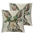 thumbnail image 1 of COMIO Happy Easter Bunny Egg Decorative Throw Pillow Covers Hello Peeps Religious Pink Stripe Rabbit Porch Home Decor, Floral Wreath Farmhouse Outdoor Sofa Couch Cushion Case&nbsp;2pc, 1 of 6