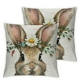 thumbnail image 1 of COMIO Happy Easter Bunny Egg Decorative Throw Pillow Covers Hello Peeps Religious Pink Stripe Rabbit Porch Home Decor, Floral Wreath Farmhouse Outdoor Sofa Couch Cushion Case&nbsp;2pc, 1 of 6
