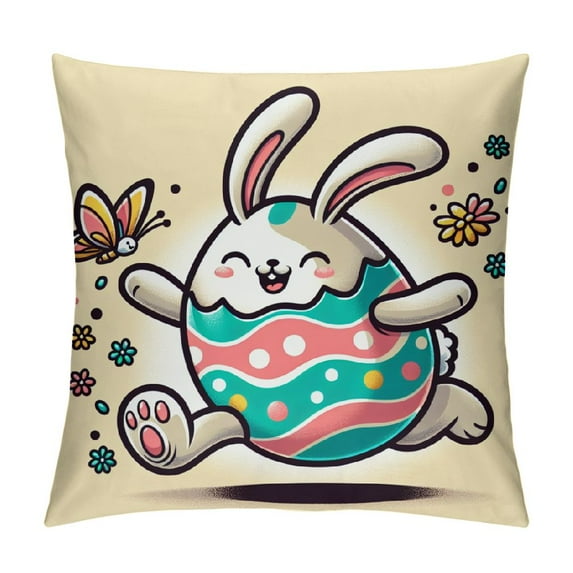 COMIO Happy Easter Hello Spring Gnome Flower Throw Pillow Covers, Cushion Case Decoration for Sofa Couch