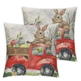 thumbnail image 1 of COMIO  Happy Easter Ink Painting Watercolor Pink Pickup Truck Lovely Rabbit Colorful Eggs Decorative Throw Pillow Cover Case Home Living Room Bed Sofa Car Square &nbsp;2pc, 1 of 6