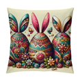 thumbnail image 1 of YANMS Happy Easter Peeps Decorative Throw Pillow Covers, Bunnies Eggs Chicks Blue Truck Stripes Cushion Case Decor, Flowers Butterfly Home Decoration for Sofa Couch, 1 of 5