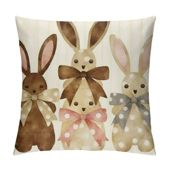 COMIO Happy Easter Throw Pillow Covers Easter Decorations for Home Bunny He is Risen Cross Eggs Decorative Spring Home Decor for Sofa Couch