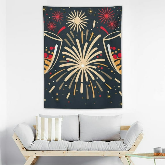 COMIO Happy New Year 2024 Eve Home Decorative Garden Flag, Yard Lawn Outside Decor, Celebration Party Winter Outdoor Small Burlap Decoration Double