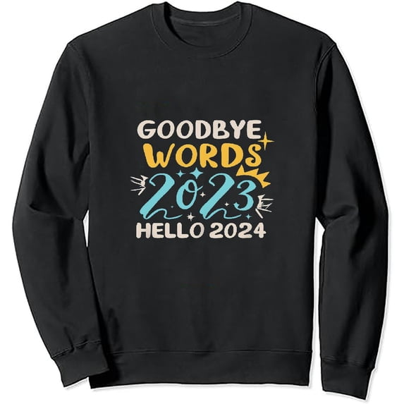 COMIO Happy New Year Sweatshirts For Women 2023-2024 Fashion Pullover Tops Oversized Funny Letter Christmas Sweater Shirts