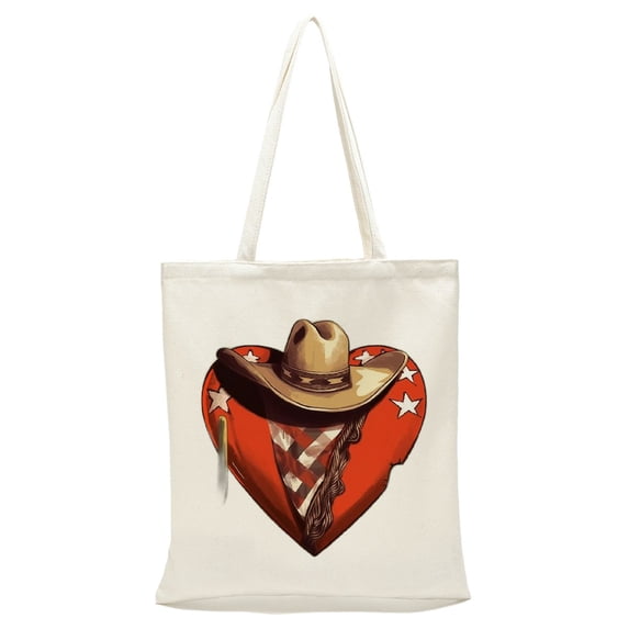 COMIO Happy Valentines Day Canvas Tote Bags for Women Heart Graphic Shoulder Bag Reusable Shopping Bag Valentine Gift