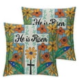 thumbnail image 1 of COMIO He is Risen Easter Throw Pillow Cover, Decorative Holiday Cushion Case Olive Branch Cross Sign, Farmhouse Spring Home Decorations Square Pillowcase Decor for Sofa Couch &nbsp;2pc, 1 of 6
