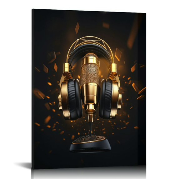 COMIO Headphone and Microphone Hangs On It Wall Art Painting The Picture Print On Canvas Music Pictures for Home Decor Decoration Gift