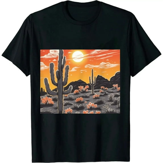 COMIO Hello Darlin Cute T-Shirt for Women Cactus Sunrise Graphic Tees Hiking Mountain Climbing Funny Short Sleeve Shirt Tops
