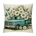 thumbnail image 1 of YANMS Hello Spring Daisy Flower Decorative Throw Pillow Covers, Floral Blue Truck Stripes Cushion Case Decor, Eucalyptus Leaves Butterfly Home Decoration for Sofa Couch, 1 of 5