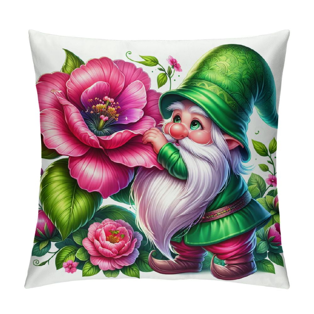 Aperturee Spring Tulip Flower And Gnome Fitted Stretch Table Cover