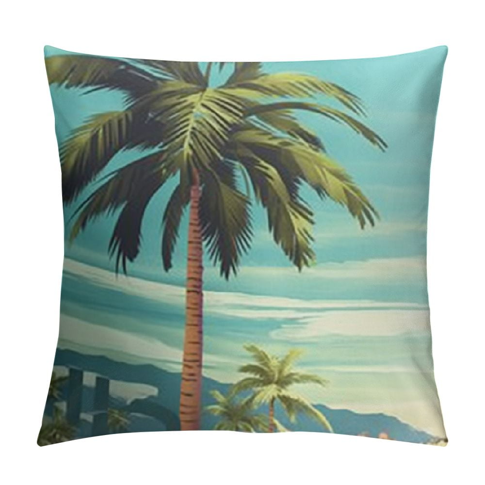 COMIO Hello Summer Pillow Covers Beach Theme Decorative Throw Pillow