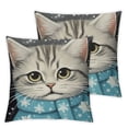 thumbnail image 1 of COMIO Hello Winter Snow Cat Pillow Covers Christmas Tree White Snowflake Decorative Pillow Cases Xmas Cushion Case Holiday Farmhouse Home Decor For Sofa Room Porch Outdoor,2Pcs, 1 of 6
