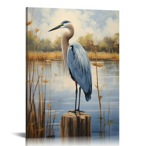 COMIO Heron Canvas Wall Art Bird Picture Artwork for Living Room Bedroom Barhroom Wall Décor