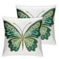 thumbnail image 1 of COMIO High-Quality Big Butterfly Green 2-Piece Short Plush Pillowcase Set White, 1 of 6