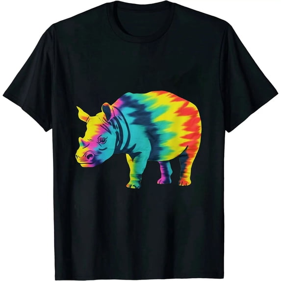 COMIO Hippo Tie Dye Vintage Hippie Hippopotamus Lover T-Shirt