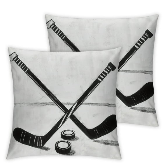 COMIO Hockey Sports Decorations Pillow Covers Throw Pillows Covers for Outdoor Couch Sofa Living Room Abstract Black Silhouette Couch Pillows Cushion Cover 2pc