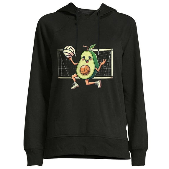 COMIO Holy Volleyball Women Hoodie Female Cartoon Avocado Long Sleeve Shirts Black