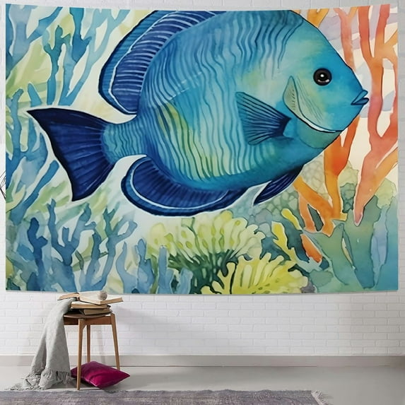 COMIO Home Wall Tapestry Art Ocean Beach Sea Coastal Theme Painting