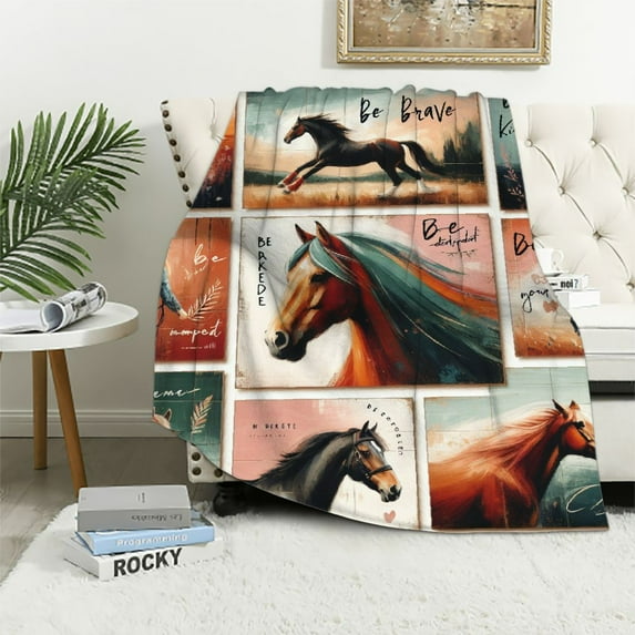 COMIO Horse Blanket Gifts for Women Men Birthday for Mom Dad Wife Husband Horse Lovers Father's Day Plush Throw Blankets