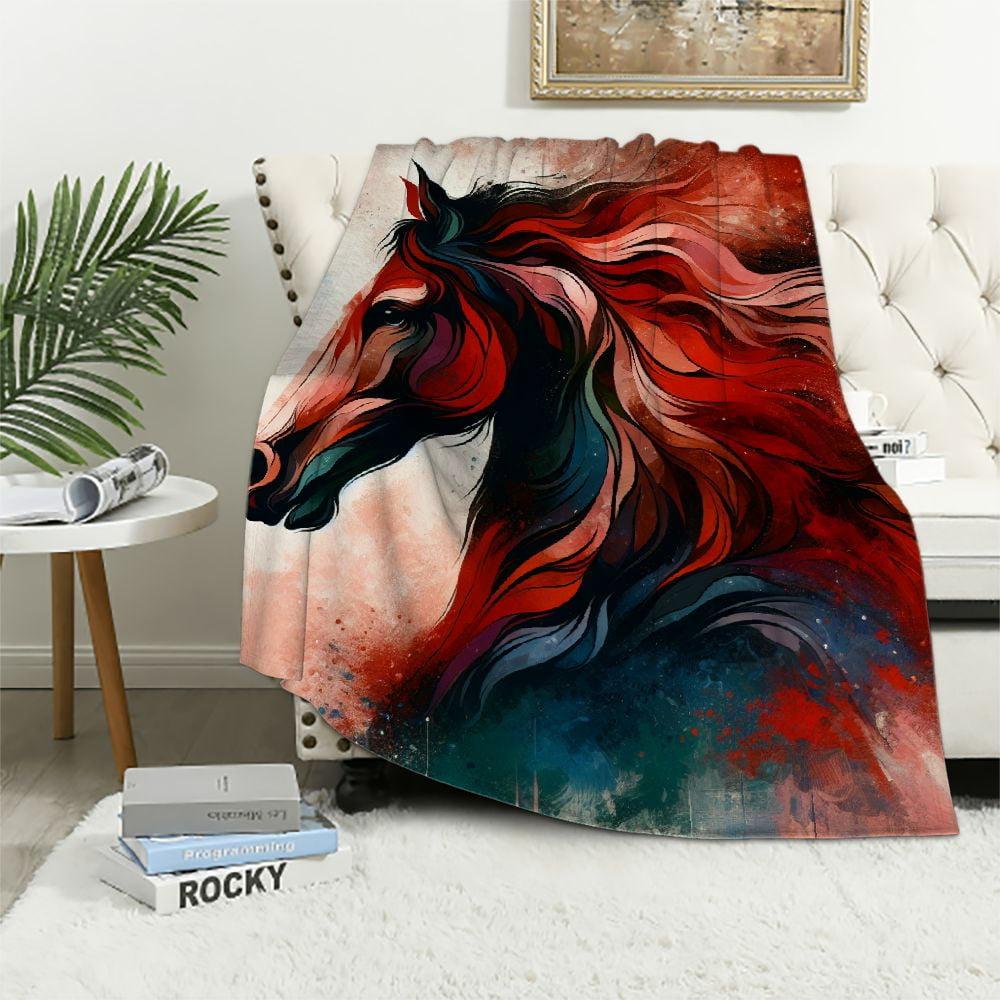 COMIO Horse Blanket Horse Print Blankets Horses Print Throw Blanket