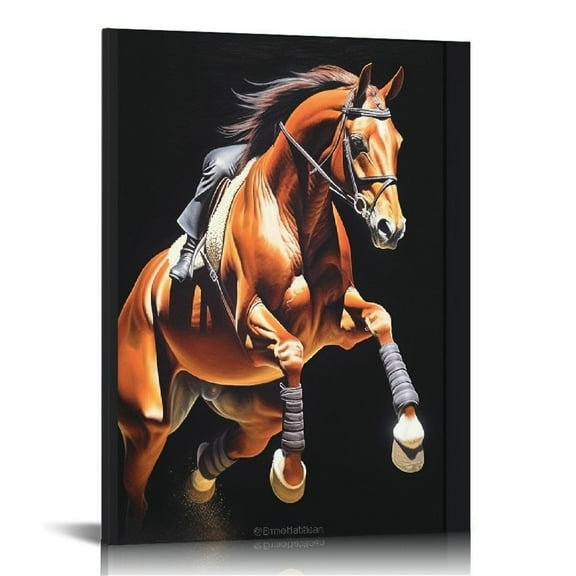 COMIO Horse Canvas Wall Art Black Wall Decor Picture Framed Canvas Wall Painting For Living Room Bedroom Office Ready To Hang