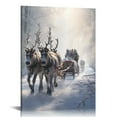 thumbnail image 1 of COMIO Horse Drawn Sleigh Canvas Print Snowy Winter Scene Light Up Wall Art with Cardinals, Horse Prints Canvas, christmas wall art, Animal wall art, Natural Gifts, Print, 1 of 4