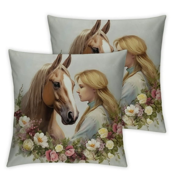 COMIO  Horse for Girls,Horses Pillow Covers,Just a Girl Who Loves Horses Throw Pillow Covers,Teenage Girls Home Bedroom Office Decor Pillowcase,Gifts for Horse Lover 2pc