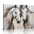 thumbnail image 1 of COMIO  Horse Pictures Painted Wall Art Paintings Brown Animal Canvas Prints Farmhouse Wall Decor Horses Head to Head Artwork Stretched Black Frame for Bedroom Living Room, 1 of 4