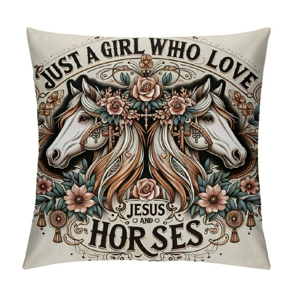 QZHH Horse Pillow Covers, Horse Pillow ,Horse Decor Cushion Cover for Bedroom Room,Horse Room Decor,Horse Decor for Room