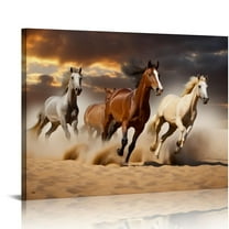 COMIO  Horse Wall Art,Equine Themed Animals Galloping In The Sand Running Horses Pattern,Horse Painting Horse Pictures Wall Decor,Canvas Wall Art For Living Room Decor