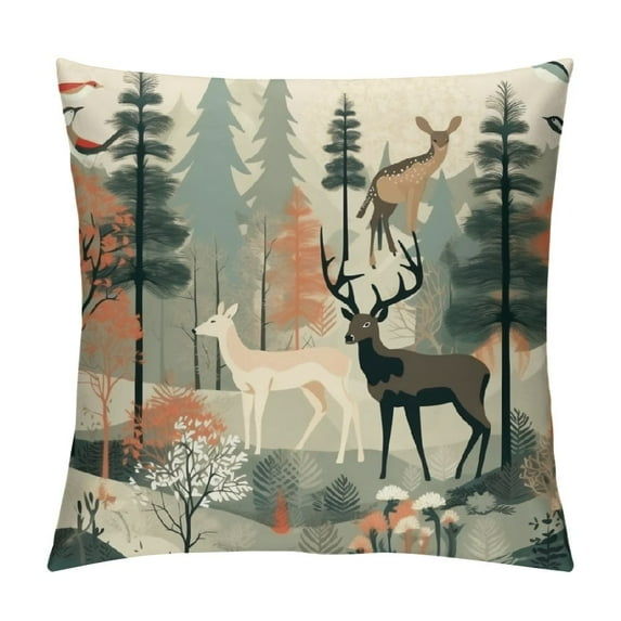 COMIO Howling Wolf Pillow Covers,Rustic Moose Deer Antlers Cushion Cases,Southwest Aztec Printed Square Pillow Cases ,Bohemia Hunting Animal Throw Pillow Covers Home Office Decor