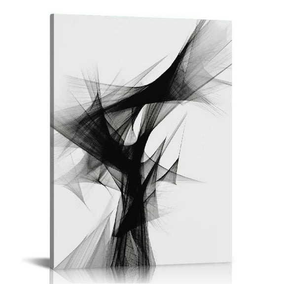 COMIO Huge Black and White Abstract Line Painting Large Wall Art Canvas Print Girl Lady Dancing Modern Decor Picture Artwork for Living Room Bedroom Bathroom