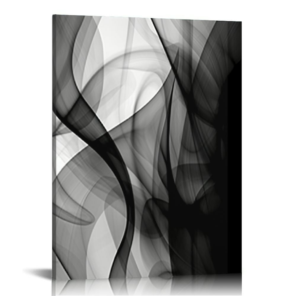 COMIO Huge Black and White Abstract Line Wall Art Large Canvas Print ...