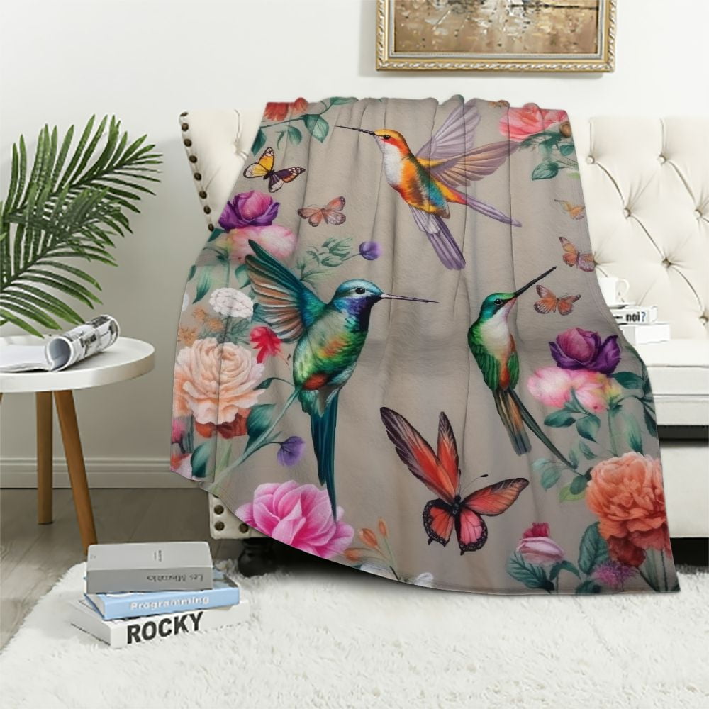 COMIO Hummingbird Throw Blanket Butterfly Hummingbirds Theme Blanket