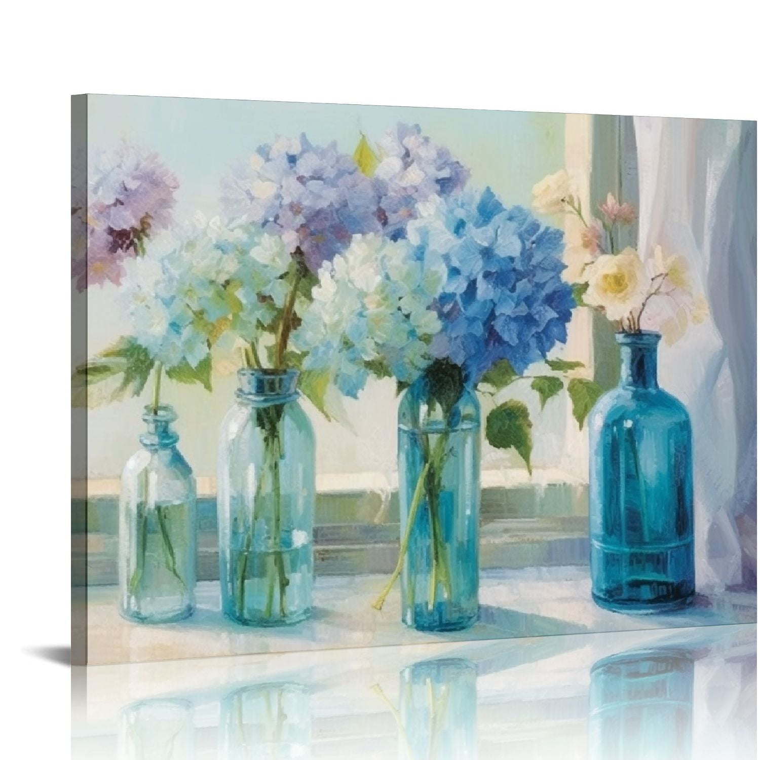 COMIO Hydrangea Bathroom Decor Wall Art Rustic Flower Art Farmhouse ...