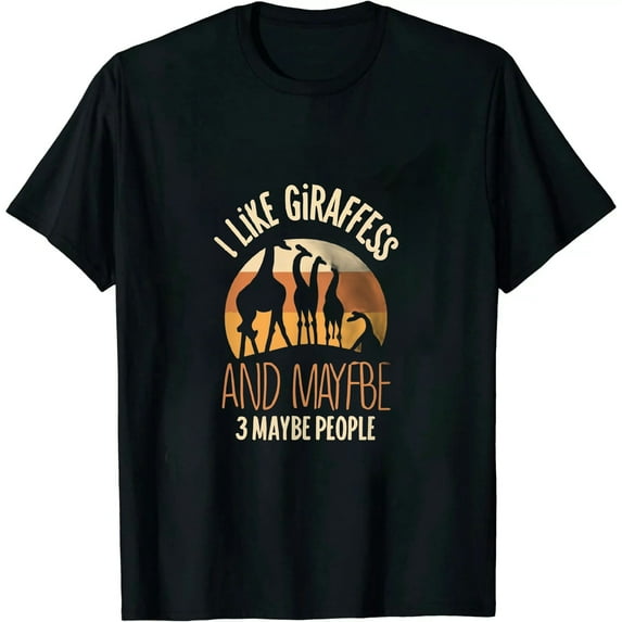 COMIO I Like Giraffes and Maybe 3 People Funny Giraffe Lover Retro T-Shirt