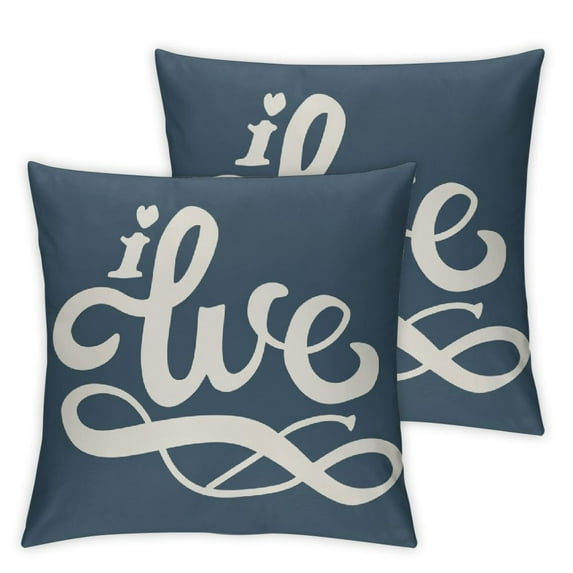 COMIO I Love Us Lumber Decorative Accent Throw Pillow Cover - Family, New Home, Master Bedroom, Navy Blue 2pc
