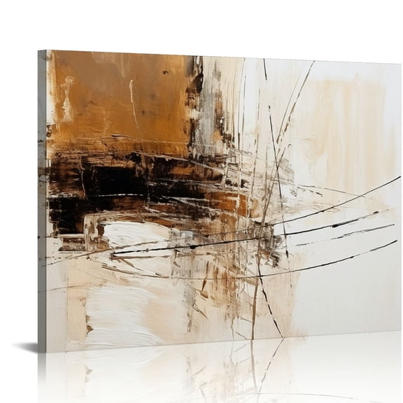 COMIO Inch Vertical Abstract Paintings Wall Art, Textured Grey Beige Canvas for Modern Living Room Bedroom Fall Decor Hand-Painted Artwork