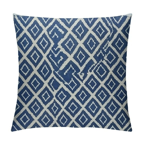 COMIO Indigo Blue Block Print Dhurrie Sofa Decorative Pillow Throw Cushion Cover Case Floor Couch Colorful Boho Chic Seating Bohemian Accent Indian Handmade Cover Only