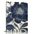 thumbnail image 1 of COMIO  Indigo Garden Canvas Wall Art Print Set, Dark Blue and Gold Floral Paintings, Flower Home Décor, 1 of 4