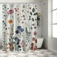 thumbnail image 1 of COMIO  Ink Floral Shower Curtain, Colorful Flower Shower Curtain for Bathroom, Waterproof Fabric Shower Curtain Set, Bathroom Decoration with 12 Hooks, 1 of 5